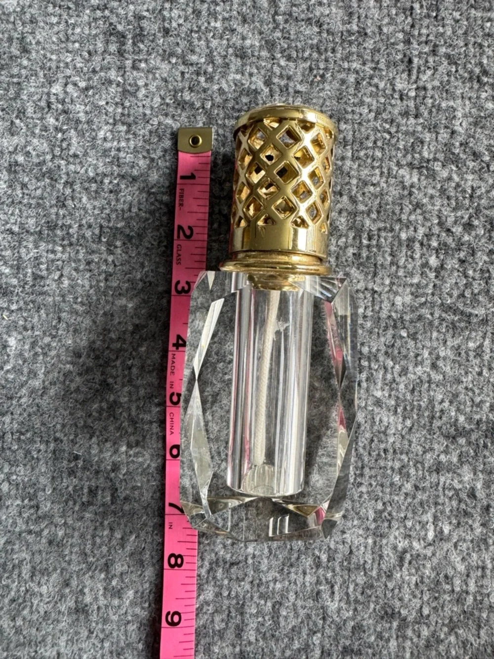 La Tee Da Crystal and Gold Lattice Effusion Fragrance Lamp NEW